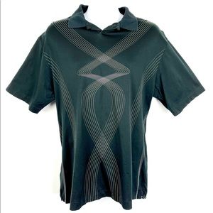 Men’s Tiger Woods Black Golf Polo with Gray Design, Size L